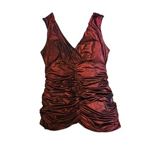 Cute y2k red and black ruched tank top